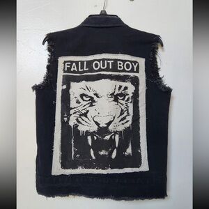 Manhead Fall Out Boy black denim vest size XS